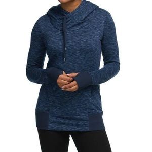 Stoic Hooded Sweatshirt Long Sleeve High Neck, Marled Blue, Boho